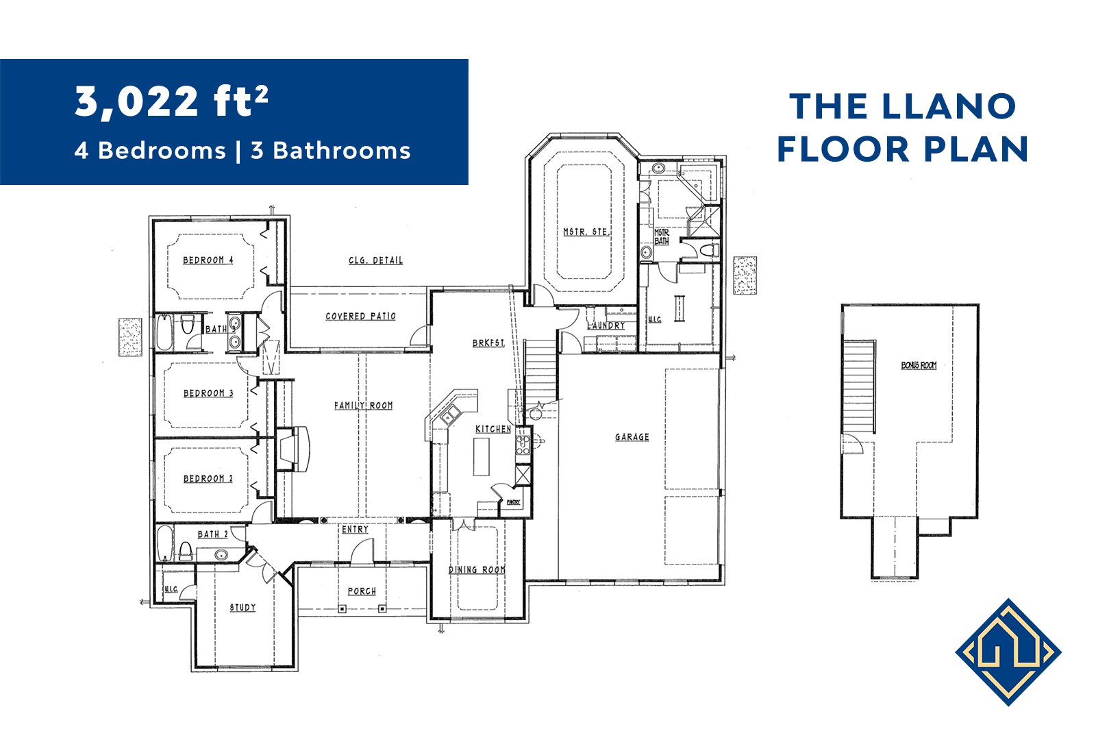 4 Bedroom 3 Bathroom Floor Plan with dimensions