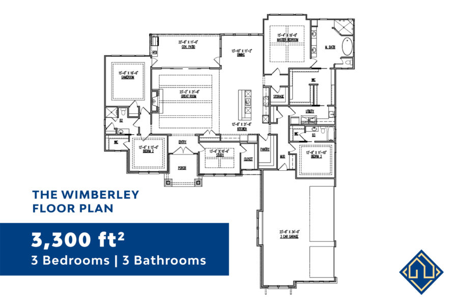 3 Bedroom 3 Bathroom Floor Plan with dimensions